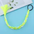 Children colorful hair extension braid with black rubber band for DIY styling accessories. - Fluorescent Yellow And White