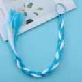 Blue white synthetic hair braid extension with elastic band for kids DIY hair styling. - Sky Blue And White