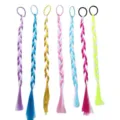 Colorful synthetic hair braids with elastic rings for kids DIY hairstyles, vibrant multi-color. - Mixed Colors