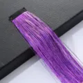 Sparkly purple hair tinsel clip-in extension strand for creative braided hairstyle detail - Violet