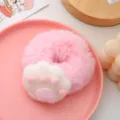 Cute pink plush cat paw hair scrunchie sweet fuzzy hair rope cute hair accessory for women - Pink Large Scrunchies Set / White