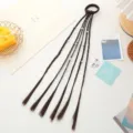 Accessorio per capelli treccia per bambini dettaglio con perle carine e corde marroni. - Caffè con Perle Bianche