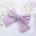Fermaglio per capelli con fiocco in raso perlato francese elegante molla viola dettaglio - Viola Chiaro