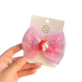Children unicorn mesh bow hair clip glitter liquid angel wings cute hair accessory detail - Rose Red