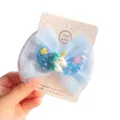 Children tulle bow hair clip cute unicorn glitter angel wings side hairpin for girls headwear - Blue