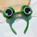 Linda diadema de felpa con grandes ojos de rana accesorio divertido para el cabello fiesta - Diadema de Ojos Grandes de Rana / Verde