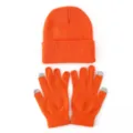 Neon oranje gebreide muts en touchscreen handschoenen set voor volwassenen, warme winterkleding. - Eén maat / Helder Oranje