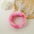 Cute unicorn fluffy headband plush washing face hair band sweet pink hair accessory for daily. - Pink Unicorn