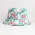Sombrero de pescador con estampado floral tropical para protección solar, estilo unisex de verano. - Talla única(56-58cm) / Estampado Floral Blanco