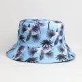 Sombrero de pescador con estampado de palmeras tropicales de verano, gorra de sol informal. - Talla única(56-58cm) / Azul claro