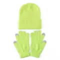 Fluorescerend groene gebreide muts en touchscreen handschoenen set, kleurvariant optie. - Eén maat / Neon Geel