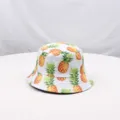 Sombrero de pescador de moda con estampado de piña para mujer, sombrero de sol casual. - Piña Blanca