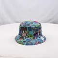 Sombrero de pescador de doble faz con coloridos diseños de grafitis callejeros y textos geniales. - Azul cielo