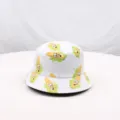 Cute cartoon corn print bucket hat for women men, summer casual outdoor sun protection basin hat. - Corn White