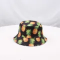Sombrero de pescador negro con estampado de piña elegante para hombre mujer protección solar verano - Negro