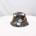 Detailed view of the stylish floral print bucket hat, perfect for summer sun protection. - Retro Style 7