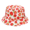 Cute strawberry print bucket hat for women and girls, stylish summer sun protection basin hat. - M (56-58cm) / Strawberry White