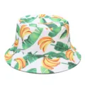 Primer plano detallado del sombrero de pescador de moda con estampado tropical. - M (56-58cm) / Plátano Blanco