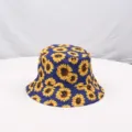 Sombrero de cubo con estampado de girasol vista detallada, sombrero de sol floral de verano. - M (56-58cm) / Azul zafiro