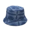 Blue paisley bucket hat for men and women, vintage cotton sun cap for casual outdoor travel. - M (56-58cm) / Small Paisley Blue