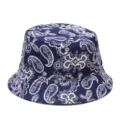 Gorro de pescador clásico con estampado paisley azul para hombres y mujeres, gorro elegante. - M (56-58cm) / Paisley Grande Azul Marino