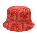 Sombrero de pescador rojo con estampado paisley para hombre y mujer, gorro de sol casual. - M (56-58cm) / Paisley Pequeño Rojo