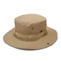 Sombrero boonie caqui de proteccion solar, ojales transpirables y detalle cinta tactica. - Talla única / Beige
