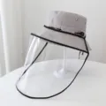 Sombrero de protección exterior con escudo facial transparente anti salpicaduras para cocina - Talla Única (54-58cm) / Gris Claro Con Escudo