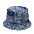 Sombrero de pescador azul con estampado Paisley streetwear gorro reversible unisex - M (56-58cm) / Pequeño Paisley Azul Marino
