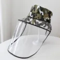 Cappello da pescatore mimetico con visiera trasparente rimovibile per protezione esterna - Taglia Unica (54-58cm) / Mimetico Verde Bianco Con Visiera