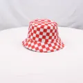 Sombrero de pescador a cuadros rojo y blanco, elegante gorra de protección solar para exterior. - Rojo