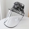 Sombrero de pescador de camuflaje con visera transparente desmontable, gorra protectora. - Talla única / Camuflaje Blanco con Escudo