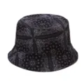 Black Paisley Bucket Hat Unisex Vintage Streetwear Casual Sun Basin Hat All-Over Printed Cap - M (56-58cm) / Small Paisley Black