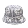 Stylish paisley print bucket hat, versatile white double-sided basin cap for daily wear. - M (56-58cm) / Small Paisley White