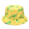 Yellow Banana Print Bucket Hat Tropical Sun Protection Summer Beach Cap Casual Hat SKU - M (56-58cm) / Banana Yellow