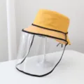 Sombrero de pescador amarillo con pantalla facial transparente anti-salpicaduras, protección solar. - Talla Única / Amarillo