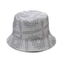 Grey paisley bucket hat classic printed cotton sun cap for fashion outdoor travel - M (56-58cm) / Small Paisley Light Gray