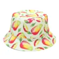 Stylish watercolor mango pattern bucket hat for women and men, trendy summer sun protection cap. - M (56-58cm) / Yellow Peach White