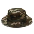 Outdoor camouflage bucket hat for men and women, classic green woodland sun protection boonie cap. - One Size / Green Color
