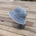 Gorro de pescador de denim lavado estilo vintage hombre mujer proteccion solar casual - M (56-58cm) / Azul