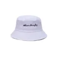 Sombrero de pescador blanco unisex con elegante bordado negro, algodón suave, gorra plegable. - M (56-58cm) / Estilo 2