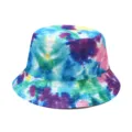 Colorful tie dye bucket hat for women, casual outdoor sun protection fashion cloth cap. - Color 10