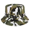 Camouflage bucket hat for outdoor sun protection with adjustable drawstring and metal eyelets. - L (58-60cm) / Green-White Camouflage