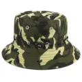 Green camouflage bucket hat outdoor sun protection hiking fishing cap fashion travel headwear - L (58-60cm) / Green Camouflage