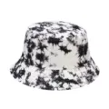 Black and white tie-dye bucket hat detail view, casual outdoor sun protection fabric. - Color 5