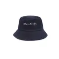 Adult unisex navy blue bucket hat with white embroidery casual foldable cotton summer daily cap. - M (56-58cm) / Style 6
