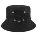 Sombrero de pescador negro clasico con cordones ajustables y ojales para proteccion solar. - L (58-60cm) / Negro