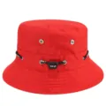 Sombrero de pescador rojo para protección solar exterior, gorra casual con cordón ajustable. - L (58-60cm) / Rojo