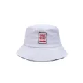 White bucket hat with red one way embroidery street style casual sun hat for adult - M (56-58cm) / Style 12