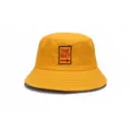 Yellow embroidered bucket hat with One Way design, unisex casual cotton sun hat for adults. - M (56-58cm) / Style 14